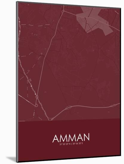 Amman, Jordan Red Map-null-Mounted Poster