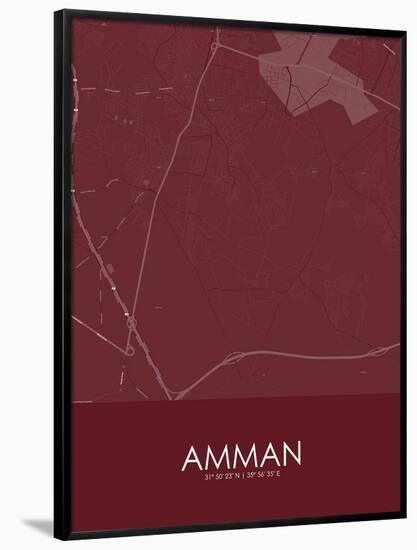 Amman, Jordan Red Map-null-Framed Poster