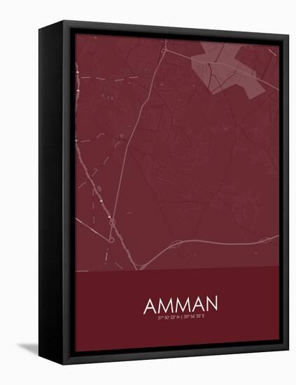 Amman, Jordan Red Map-null-Framed Stretched Canvas