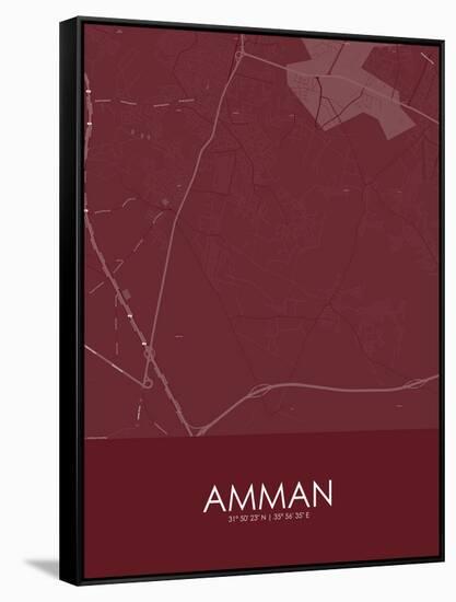 Amman, Jordan Red Map-null-Framed Stretched Canvas