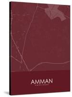 Amman, Jordan Red Map-null-Stretched Canvas