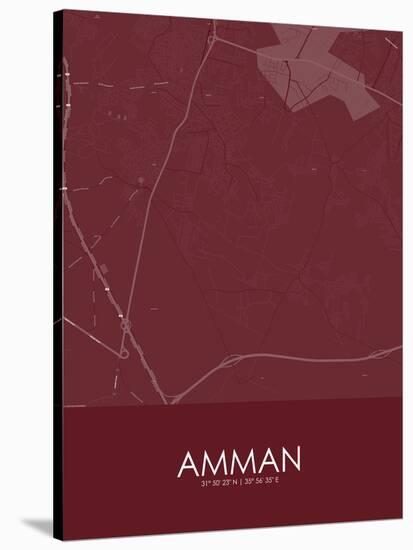 Amman, Jordan Red Map-null-Stretched Canvas