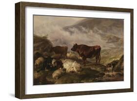 Among the Cumberland Mountains - Mist Clearing Off-Thomas Sidney Cooper-Framed Giclee Print