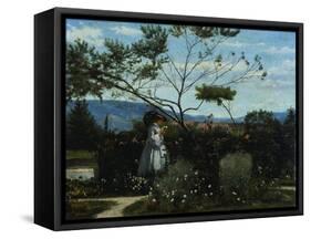 Among the Flowers in the Garden-Silvestro Lega-Framed Stretched Canvas