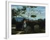 Among the Flowers in the Garden-Silvestro Lega-Framed Giclee Print