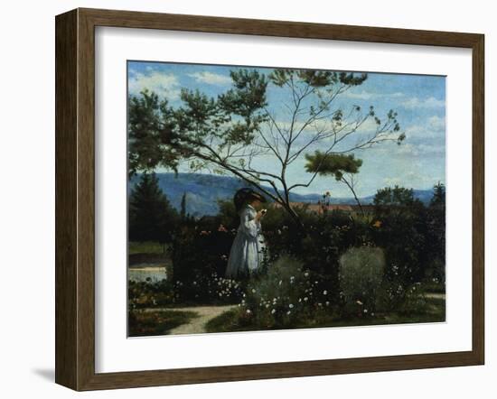 Among the Flowers in the Garden-Silvestro Lega-Framed Giclee Print