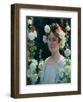 Among the Hollyhocks, 1904-Charles Courtney Curran-Framed Giclee Print