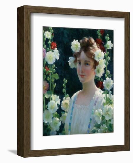 Among the Hollyhocks, 1904-Charles Courtney Curran-Framed Giclee Print