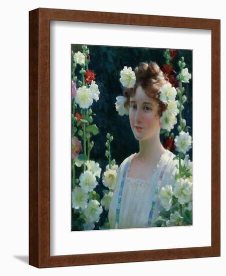 Among the Hollyhocks, 1904-Charles Courtney Curran-Framed Giclee Print