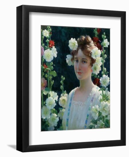 Among the Hollyhocks, 1904-Charles Courtney Curran-Framed Giclee Print