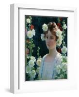 Among the Hollyhocks, 1904-Charles Courtney Curran-Framed Giclee Print