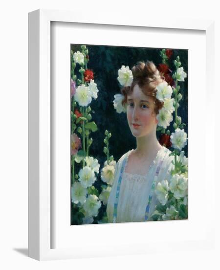 Among the Hollyhocks, 1904-Charles Courtney Curran-Framed Giclee Print