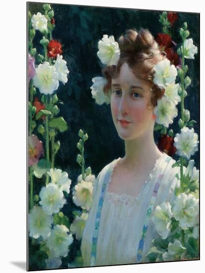 Among the Hollyhocks, 1904-Charles Courtney Curran-Mounted Giclee Print