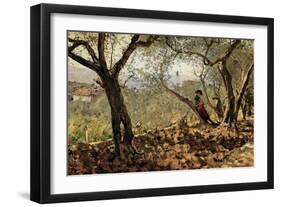 Among the Olive Trees-Telemaco Signorini-Framed Art Print