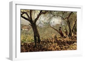 Among the Olive Trees-Telemaco Signorini-Framed Art Print