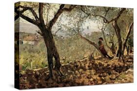 Among the Olive Trees-Telemaco Signorini-Stretched Canvas