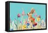 Amongst the Flowers on Teal I-Lanie Loreth-Framed Stretched Canvas