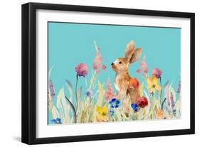 Amongst the Flowers on Teal I-Lanie Loreth-Framed Premium Giclee Print