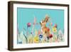 Amongst the Flowers on Teal I-Lanie Loreth-Framed Art Print