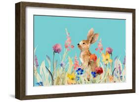 Amongst the Flowers on Teal I-Lanie Loreth-Framed Art Print