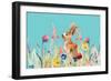 Amongst the Flowers on Teal I-Lanie Loreth-Framed Art Print