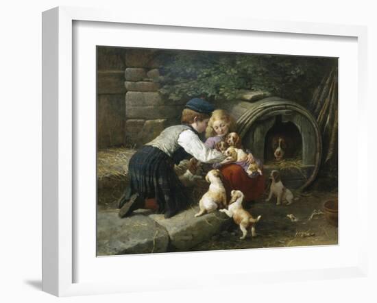 Amongst the Pets-John William Bottomley-Framed Giclee Print