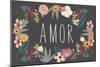 Amor Bouquet in Grey-Lila Fe-Mounted Poster