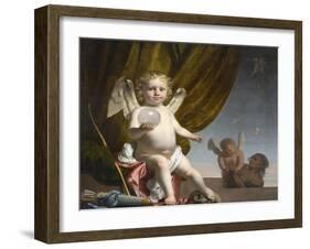 Amor Holding a Glass Orb, 1650-1660-Caesar Boëtius van Everdingen-Framed Giclee Print