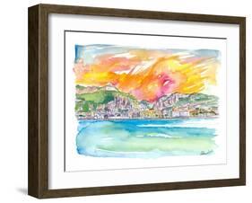 Amore Amalfi Incredible Unforgettable View in Golden Sunlight-M. Bleichner-Framed Art Print