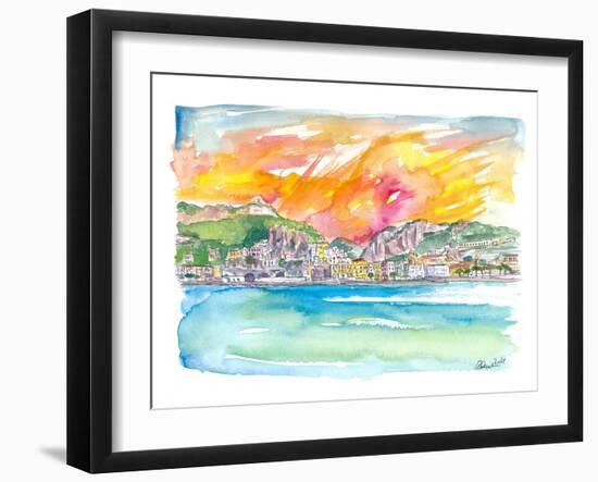 Amore Amalfi Incredible Unforgettable View in Golden Sunlight-M. Bleichner-Framed Art Print