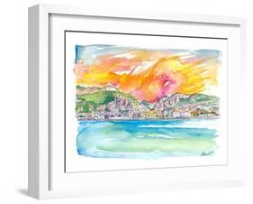 Amore Amalfi Incredible Unforgettable View in Golden Sunlight-M. Bleichner-Framed Art Print