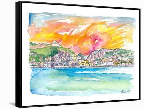 Amore Amalfi Incredible Unforgettable View in Golden Sunlight-M. Bleichner-Framed Stretched Canvas