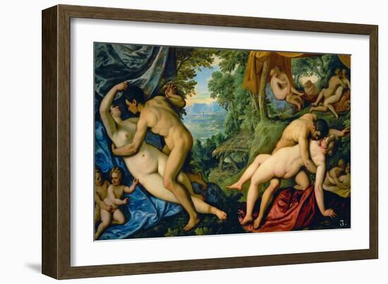 Amori: Eta dOro(The Golden Age).One of a series of four paintings " Love in the Golden Age"1585/89-Paolo Fiammingo-Framed Giclee Print