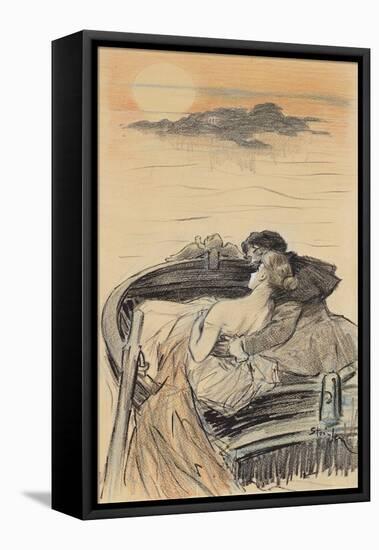 Amorous Couple in a Small Boat; Couple D'Amoureux Dans Une Barque-Théophile Alexandre Steinlen-Framed Stretched Canvas