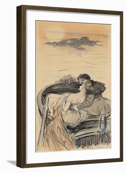 Amorous Couple in a Small Boat; Couple D'Amoureux Dans Une Barque-Théophile Alexandre Steinlen-Framed Giclee Print