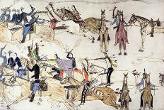 'Smoothing the Place Dance', c1889-1913-Amos Bad Heart Buffalo-Stretched Canvas