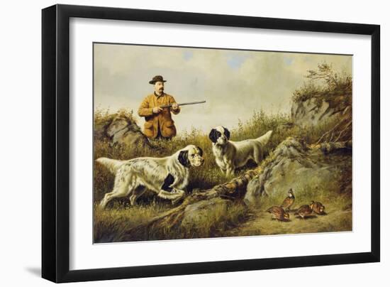 Amos F. Adams Shooting over Gus Bondher and Son, Count Bondher, 1887-Arthur Fitzwilliam Tait-Framed Giclee Print