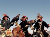 Eagle Hunters Dalai Khan, Takhuu Grandfather, Son Kook Kook, Golden Eagle Festival, Mongolia-Amos Nachoum-Photographic Print