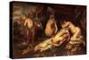 Amour Et Psyche  (Amor and Psyche) Peinture De Jacob Jordaens (1593-1678) Dim 167,5X260 Cm Royal M-Jacob Jordaens-Stretched Canvas