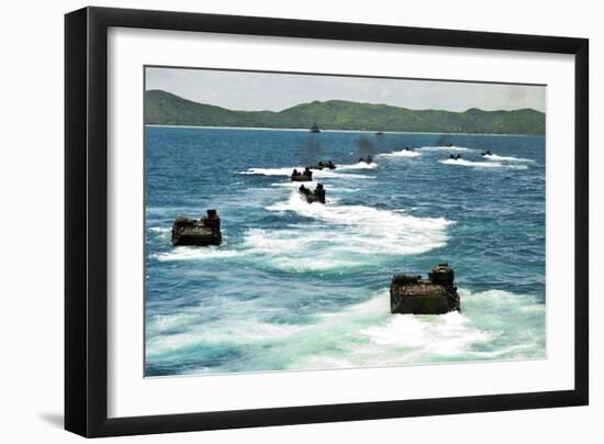 Amphibious Assault Vehicles Approach Hat Yao Beach, Thailand-null-Framed Photographic Print