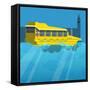 Amphibious London Duck Tour Bus-Claire Huntley-Framed Stretched Canvas