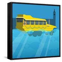 Amphibious London Duck Tour Bus-Claire Huntley-Framed Stretched Canvas