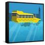 Amphibious London Duck Tour Bus-Claire Huntley-Framed Stretched Canvas