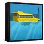 Amphibious London Duck Tour Bus-Claire Huntley-Framed Stretched Canvas