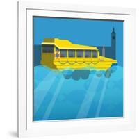 Amphibious London Duck Tour Bus-Claire Huntley-Framed Giclee Print