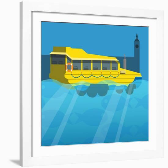 Amphibious London Duck Tour Bus-Claire Huntley-Framed Giclee Print