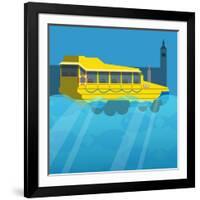 Amphibious London Duck Tour Bus-Claire Huntley-Framed Giclee Print