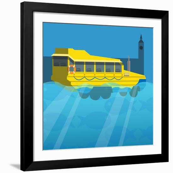 Amphibious London Duck Tour Bus-Claire Huntley-Framed Giclee Print