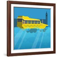 Amphibious London Duck Tour Bus-Claire Huntley-Framed Giclee Print