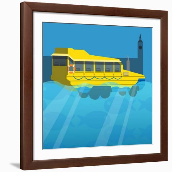 Amphibious London Duck Tour Bus-Claire Huntley-Framed Giclee Print